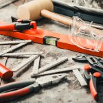 Handyman tool kit with assorted tools, gogles